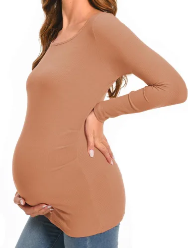 Miniatura 4 de Camisa de maternidad Cuello redondo Manga larga Ropa de embarazo
