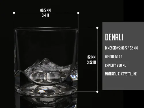 Miniatura 3 de LIITON Denali Mountain - Juego de 2 vasos de whisky de cristal pesado, vaso de bourbon congelable grueso de 1 libra cada uno, cócteles de cristal