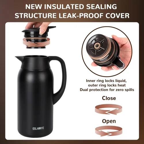 Miniatura 6 de Jarra de café de 68 onzas para mantener el calor, bebidas calientes de 12 horas y bebidas frías las 24 horas, olla aislada de acero inoxidable