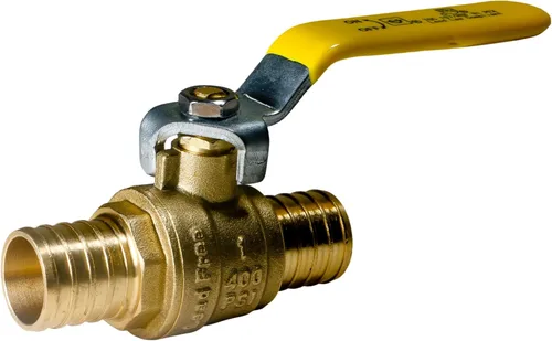 Miniatura 3 de XFITTING Paquete de 10 válvulas de bola Pex Barb de 1 pulgada, mango amarillo, válvula de bola Pex de puerto completo, latón