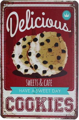 SUMIK Deliciosas galletas, letrero de lata de metal, placa de póster de arte vintage, decoración de pared para el hogar de la cocina