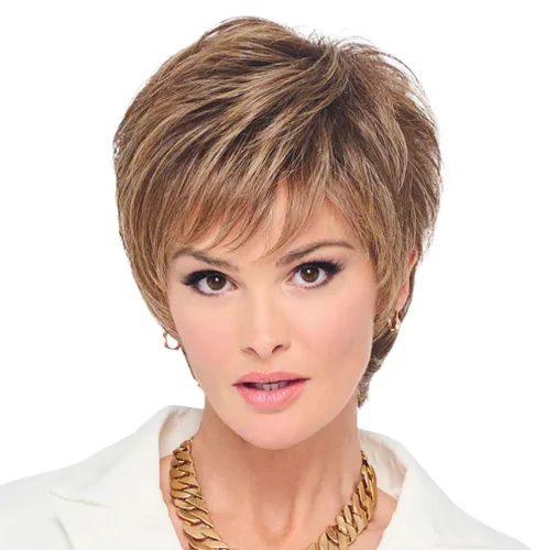 Raquel Welch - Peluca corta tipo Bob atada a mano feroz y enfocada por Hairuwear, gorra de tamaño medio, RL38 Humo