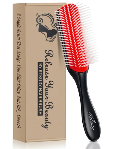 Miniatura 7 de Cepillo de pelo rizado 9 filas para desenredar y definir rizos, cepillo de cabello KTKUDY para separar, dar forma a los rizos, secar con soplado