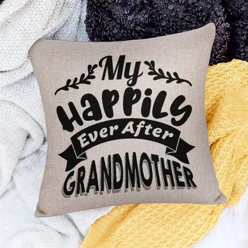 Miniatura 4 de Fundas de almohada de 16 x 16 pulgadas, decoración de granja con texto en inglés "My Happily Ever After Grandmother", fundas de cojín para el hogar