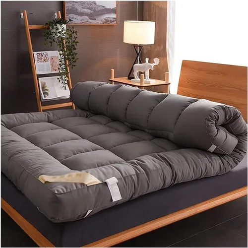 Japanese Cotton Futon Mattress 4 Inch Foldable Floor Bed - Queen/Full/Twin with Ergonomic Support Core, Portable for Dormitory/Camping/Guest Room