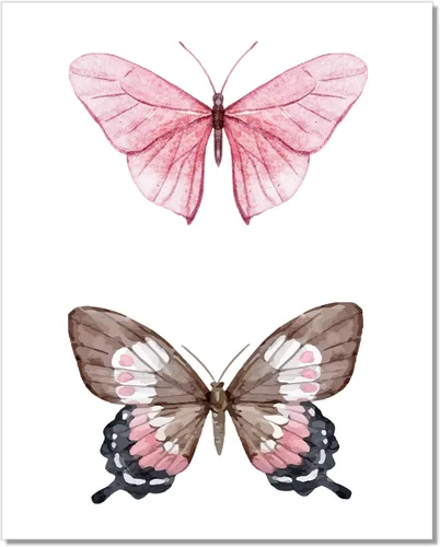Miniatura 4 de Arte de pared de mariposas, impresiones de acuarela de mariposas, decoración rosa, juego de 2, 8 x 10, sin marco