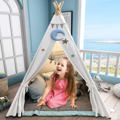 Miniatura 2 de Tienda de campaña tipi Sumerice para niños con funda de transporte, tienda de campaña plegable para niñas, juguete de casa de juegos, regalo