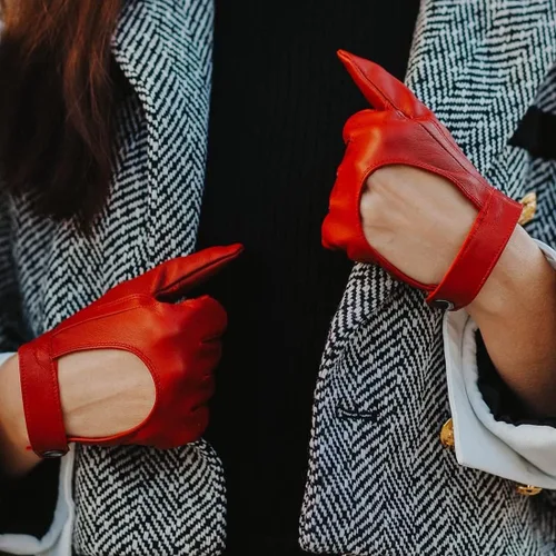 Miniatura 4 de Harssidanzar Guantes de conducción de cuero para mujer, guantes de cuero de oveja finos sin forro para pantalla táctil KL021