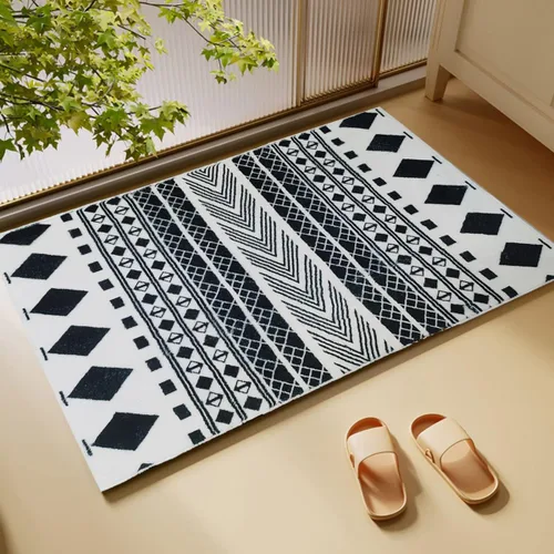 Miniatura 2 de Alfombra geométrica bohemia – Alfombra pequeña de 2 x 3 pies para entrada, marroquí, antideslizante, envejecida, lavable, para puerta, baño