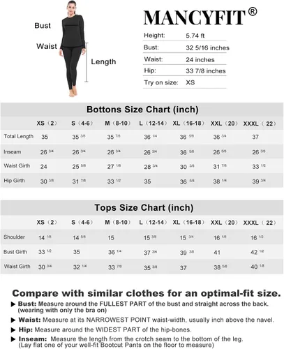 Miniatura 6 de MANCYFIT - Conjunto de ropa interior térmica para mujer con forro polar ultra suave