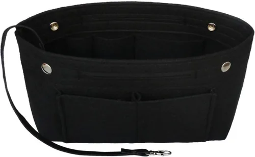 MISIXILE Organizador de fieltro para bolso de mano, organizador de bolsa de mano, se adapta a Speedy Neverfull con asas y llavero, Negro -