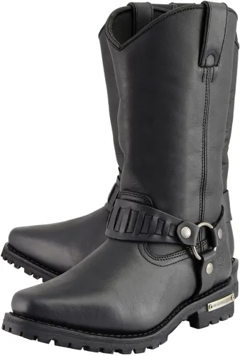 Miniatura 5 de Milwaukee Leather MBM9015 - Botas de motocicleta negras con arnés de estilo occidental de 11 pulgadas para hombre