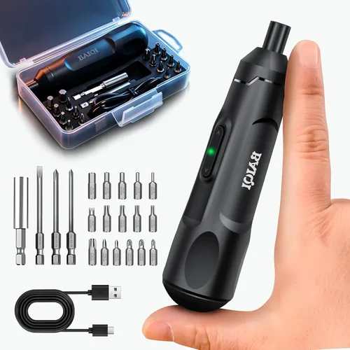 Mini destornillador eléctrico, herramienta giratoria inalámbrica recargable USB-C de 3,7V 800 mAh con juego de 20 piezas de puntas para instalación