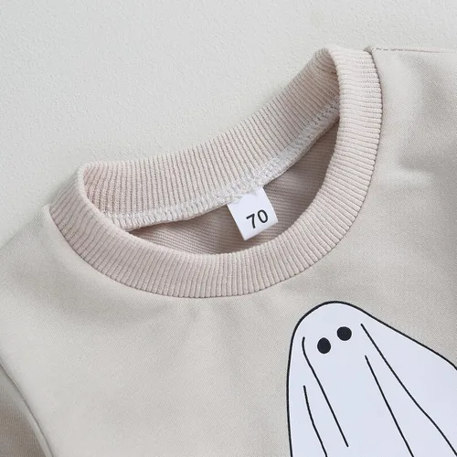 Miniatura 106 de Adobabirl Conjunto de sudadera y pantalones de Halloween para bebé, sudadera y pantalones con parche de calabaza para Halloween, otoño, ropa de bebé