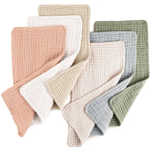 Miniatura 12 de Konssy - Paquete de 6 paños de muselina para eructos de bebé, ropa de eructos suaves y absorbentes 100 % algodón para recién nacidos, bebés niños