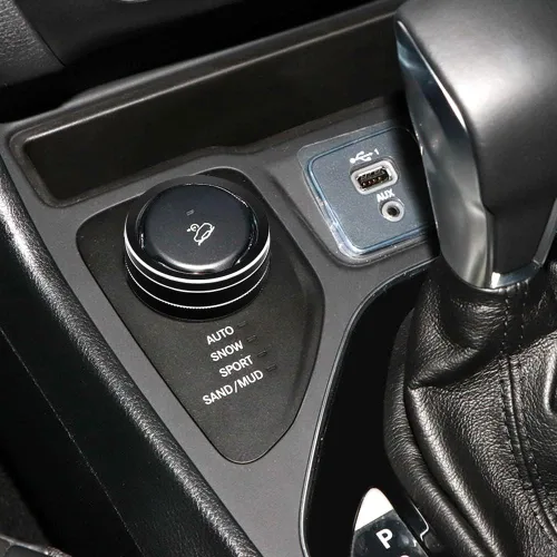 Miniatura 5 de Cubierta de perilla 4WD compatible con Jeep Cherokee Compass Renegade, perilla de botón de interruptor de control de consola central 4WD (Negro)
