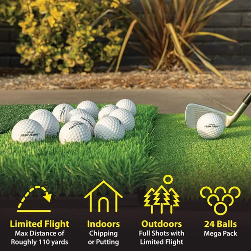 Miniatura 2 de GoSports Pelotas de golf de práctica de vuelo de espuma, elige blanco o amarillo, paquete de 24 pelotas de entrenamiento de vuelo limitado