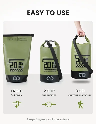 Miniatura 6 de Lamicall - Bolsa seca impermeable con bolsa para teléfono – 5L/10L/20L/30L/40L Mochila flotante para kayak, barco, playa, camping, pesca, saco seco