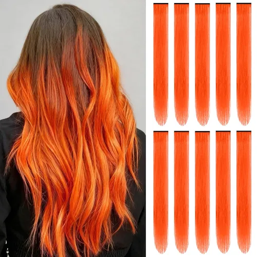 Miniatura 8 de Extensiones de cabello sintético de 22 pulgadas, extensiones de cabello sintético largo y lacio con clip, extensiones de cabello sintético para Negro