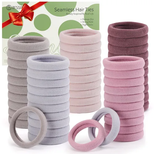 Miniatura 24 de Coleteros para cabello grueso o fino, elásticos, para niña o mujer, sin costuras, suaves, 100 piezas Colores marrón oscuro