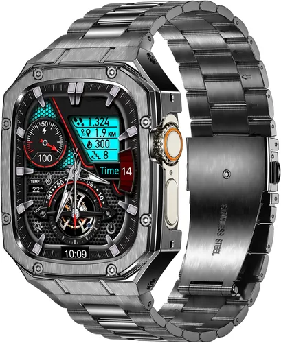 Miniatura 22 de BAITEYOU Correa de acero inoxidable con estuche compatible con Apple Watch Ultra 3 2 1 de 49 mm, correa resistente con cubierta protectora de metal