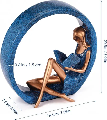 Miniatura 4 de Estatuas de resina para niña, estatua de yoga, escultura artística para estantería, adornos para lectores, profesores, decoración para sala
