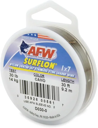 Miniatura 21 de Alambre de pesca americano Surflon recubierto de nailon 1x7 de acero inoxidable, línea líder de pesca para agua salada, prueba de 10 libras - prueba