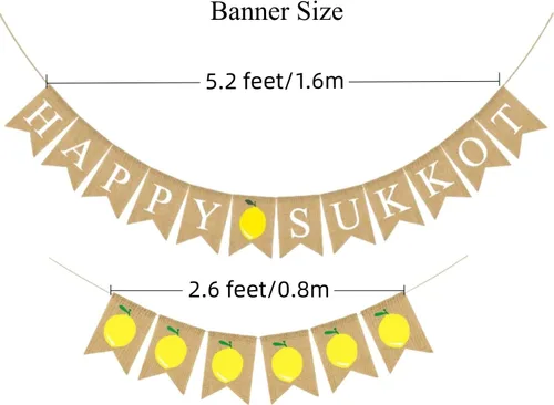 Miniatura 6 de Bandera colgante de Happy Sukkot, 2 carteles de arpillera de Sukkah Etrog y Lulav, decoraciones de festivales judíos Chag Sameach