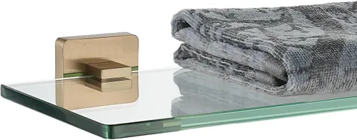 Miniatura 14 de JQK Estante de cristal para baño cromado, almacenamiento de ducha de vidrio templado de 12 x 5 pulgadas, montaje en pared cromado pulido de acero