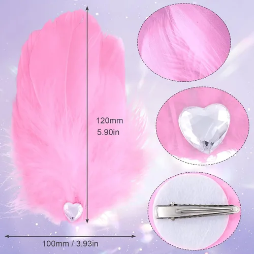 Miniatura 2 de ANCIRS Paquete de 4 pinzas para el pelo de plumas para mujer, pasadores de pelo en forma de ala mosca, accesorio para horquillas de los años 20, 2