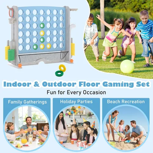 Miniatura 9 de KOTEK Juego gigante de 4 en fila, altura ajustable, juego de patio jumbo de 4 en puntuación con lanzamiento de anillo, baloncesto, golf, bolsillo