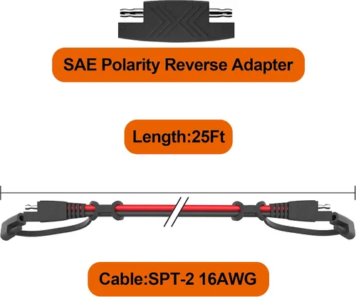 Miniatura 3 de OYMSAE Conector SAE de 50 pies, cable de extensión de panel solar, cable de desconexión rápida SAE a SAE para automóviles, caravanas, motocicletas