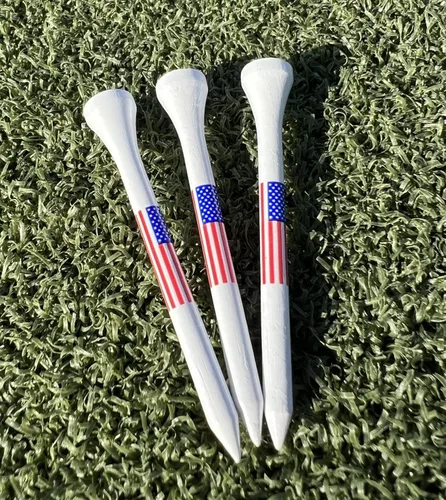 Miniatura 5 de Camisetas de golf de madera con la bandera estadounidense, 2 3/4 pulgadas, 100 camisetas por paquete, camisetas de golf de Estados Unidos