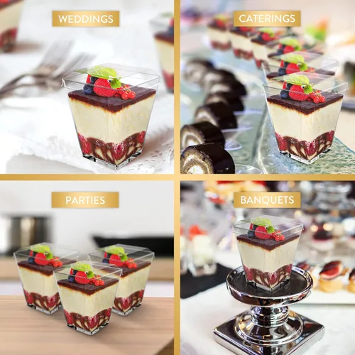 Miniatura 6 de Mini Copas de Postre con Cucharas (PAQUETE DE 50) (Cucharas Transparentes) (Sin Tapas) – Copas de Plástico de 5 oz para Aperitivos para Parfait
