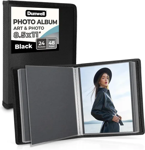 Dunwell Art Portfolio - Carpeta de 8.5 x 11 pulgadas (negro), papel de montaje, carpeta de cartera para obras de arte, carpeta de arte de 8.5 x 11,