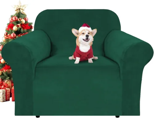 Miniatura 111 de H.VERSAILTEX Funda de terciopelo elástico para sillón, funda para sillón de 1 cojín para sala de estar, funda de muebles hecha de terciopelo grueso