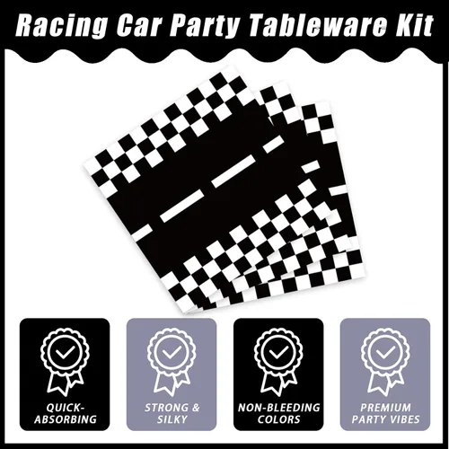 Miniatura 4 de Kepeel Juego de 96 platos y servilletas para fiesta de autos de carreras, suministros de fiesta, decoración de deportes de carreras para niños