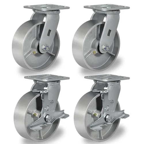 Miniatura 50 de Ruedas giratorias de 4 x 2 pulgadas, ruedas industriales resistentes, ruedas giratorias con rodamiento de rodillos - Ruedas de hierro fundido