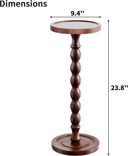 Miniatura 3 de Mesa de bebida de madera maciza, madera de caucho, pequeña mesa auxiliar redonda para espacios pequeños, mesas de Martini, mesas auxiliares de Nogal