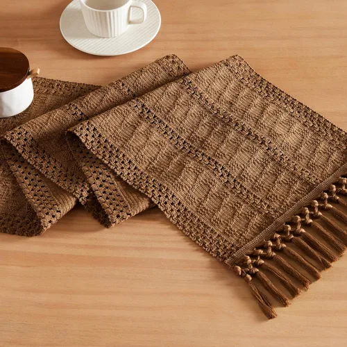 Miniatura 23 de ZeeMart Camino de mesa bohemio estilo macramé, caminos de mesa blancos de 108 pulgadas de largo, decoración del hogar tejido de granja, 12 x 108