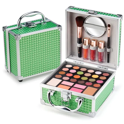Color Nymph Kit de maquillaje para principiantes para adolescentes con estuche de tren pequeño para cosméticos incluido, paleta de 24 sombras de