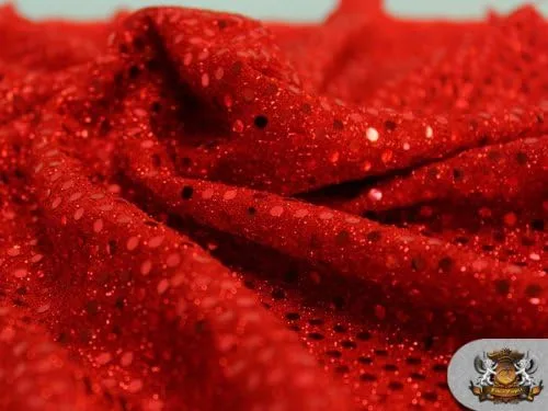 Miniatura 4 de Tela de lentejuelas de color rojo intenso con lunares pequeños, 42 pulgadas de ancho, vendido por The Yard