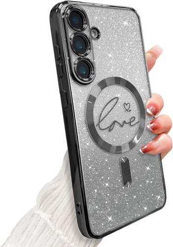 Miniatura 47 de ZONRW - Funda para Samsung Galaxy S22 Ultra magnética, para mujeres y niñas, cubierta trasera suave, lujosa, con corazón de amor, bling, degradado