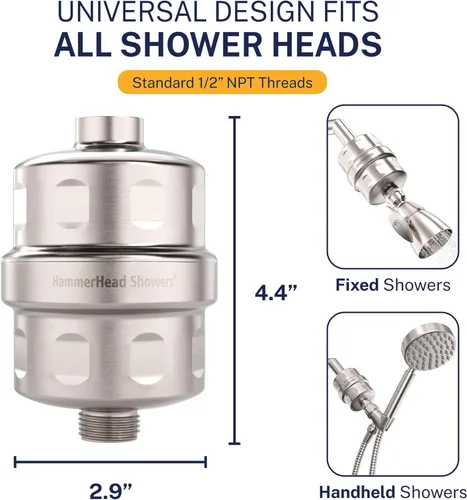 Miniatura 3 de HammerHead Showers® Cabezal de Filtro de Ducha de Metal Sólido – Filtro de Ducha KDF 55, Filtros de Ducha Universales de Alta Presión para Eliminar