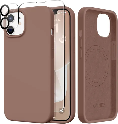 Miniatura 253 de GONEZ Funda de silicona para iPhone 14 Pro Max, compatible con MagSafe, con protector de pantalla + protector de lente de cámara, silicona líquida a