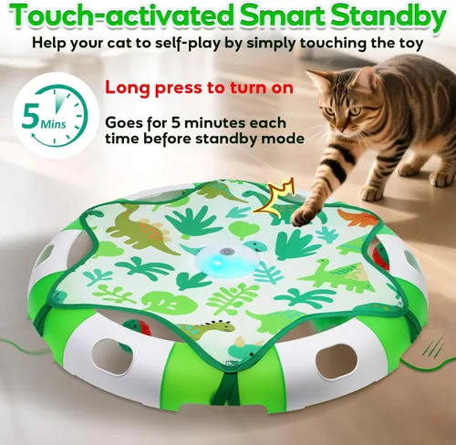 Miniatura 2 de Juguetes para gatos de interior, juguete automático interactivo para ocultar y buscar, con plumas ocultas en movimiento, chirriantes de pájaros