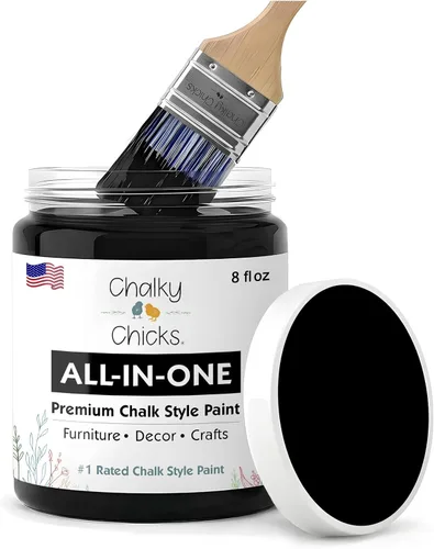 Miniatura 224 de Chalky Chicks - Pintura mate a la tiza, no requiere lijado, 4 onzas líquidas, color gris oscuro (Gun Metal Gray), para muebles, pintura sin Gris