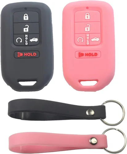 Miniatura 11 de 2 fundas de silicona de goma para llavero inteligente con 5 botones, protector de piel sin llave con llavero compatible con Honda Accord Civic 2018