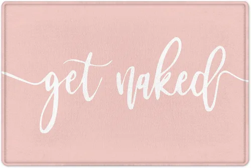 Miniatura 11 de Get Naked - Tapete de baño para baño, fuente blanca, con citas divertidas, color negro, tapete de baño de espuma viscoelástica suave, tapete