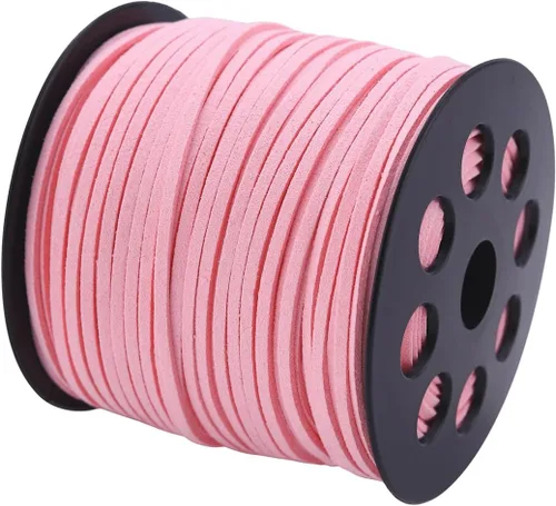 Miniatura 11 de Cordón plano de gamuza de 0.104 in x 100 yardas, cuerda de cuero con carrete en rollo, cordón de piel sintética para hacer joyas, collares, Azul